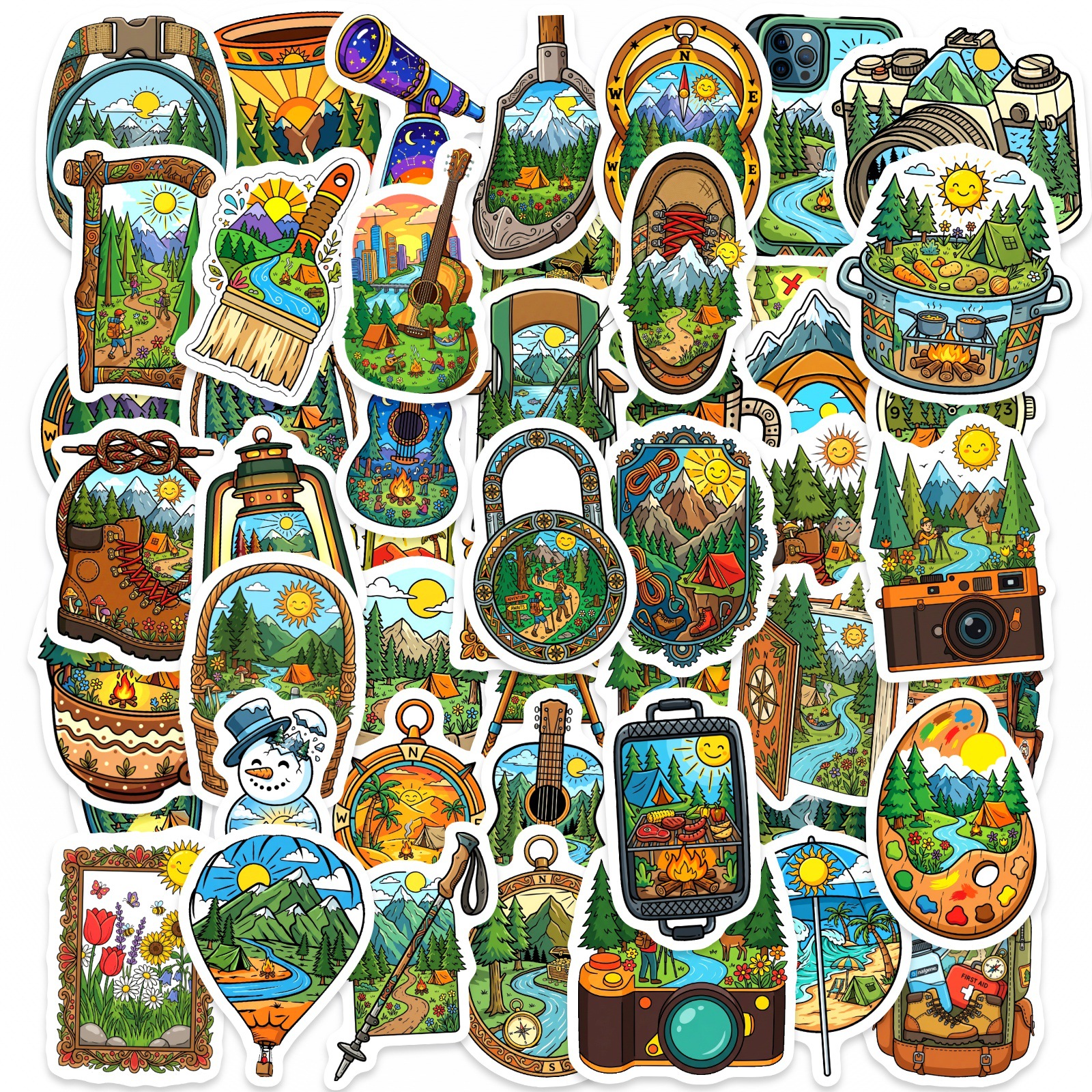 Outdoor Adventure Books - 10/30/50PCS Cartoon Outdoor Camping Adventure Stickers