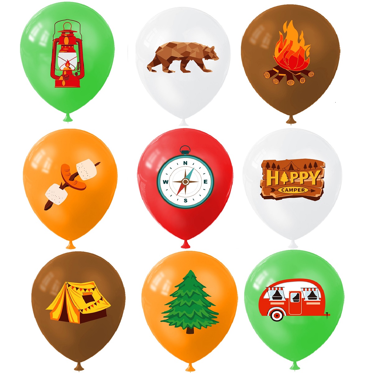9pcs Happy Camping Balloon, Ou - Outdoor Adventure Girl บทวิจารณ์และราคา